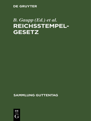 cover image of Reichsstempelgesetz